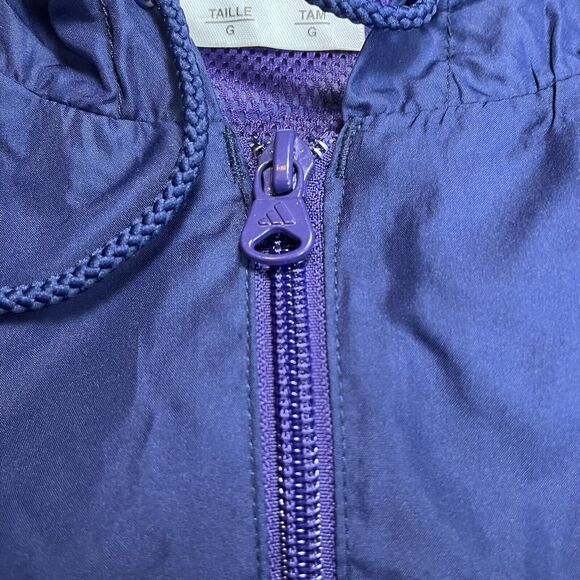 Vintage Adidas Windbreaker Track Jacket Hoodie White Stripe Y2K Size Large - Picture 8 of 14